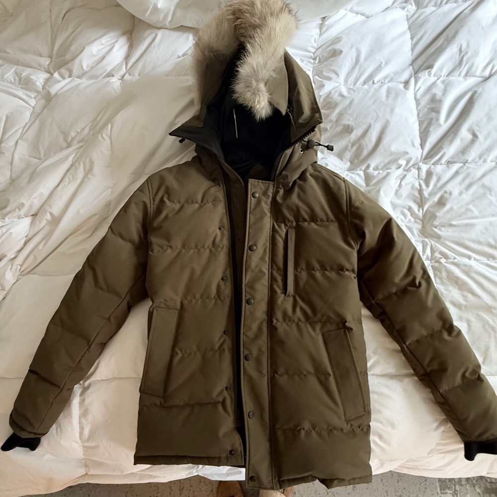 Military Green Canada Goose Carson Jacket with Real Fur Hood